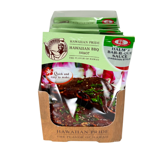 One cases of Hawaiian Pride BBQ Sauce, 12 packs per case
