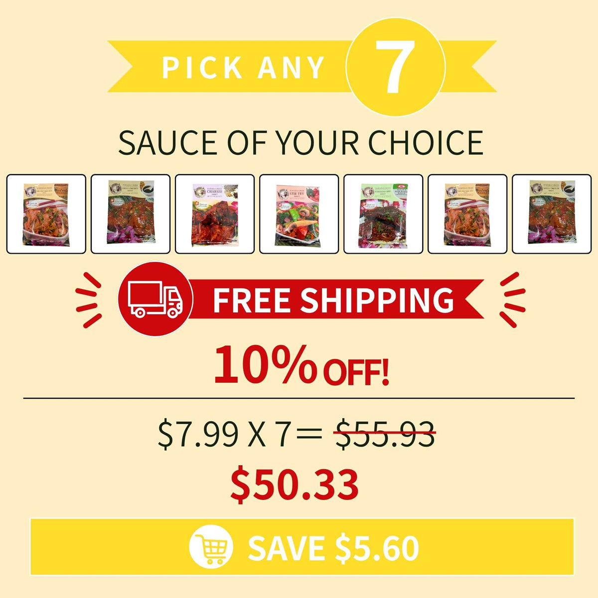 Build Your Own 7-Pack of Hawaiian Pride sauces with free shipping and 10% off