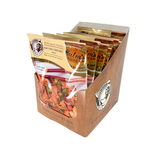 One case of Hawaiian Pride Kim Chee Fried Rice, 12 packs per case